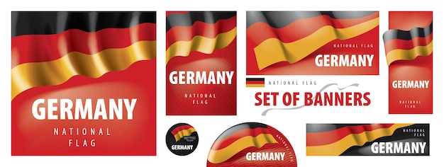 Vecteur gratuit ensemble de vecteurs de bannières avec le drapeau national de l'allemagne.