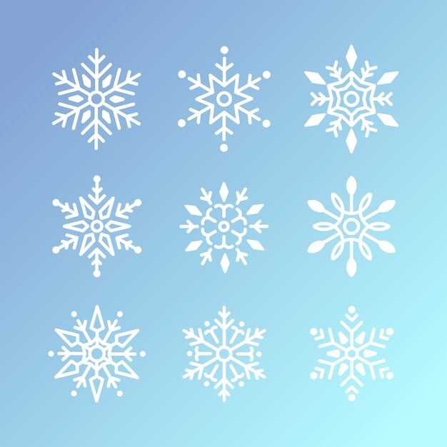 Ensemble de vecteurs de conception de Noël des flocons de neige