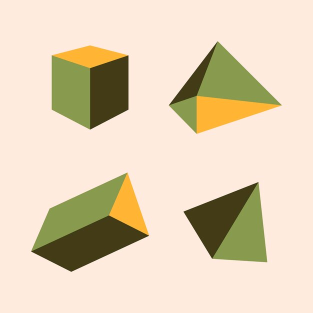 Ensemble de vecteurs d'éléments de conception de formes géométriques vertes rétro