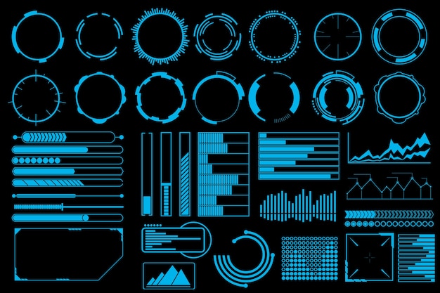 Vecteur gratuit ensemble de vecteurs d'éléments d'interface utilisateur futuriste.