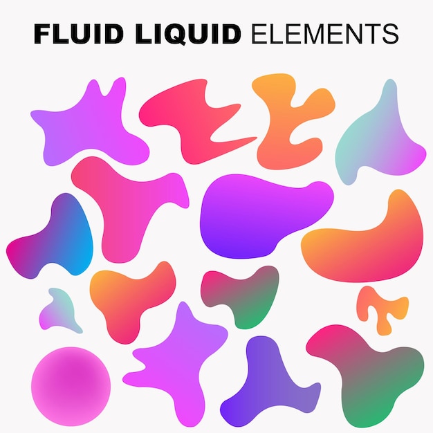 Vecteur gratuit ensemble de vecteurs de forme fluide liquide dégradé avec élément de couleurs néon pour la conception d'une carte-cadeau de présentation de flyer de logo