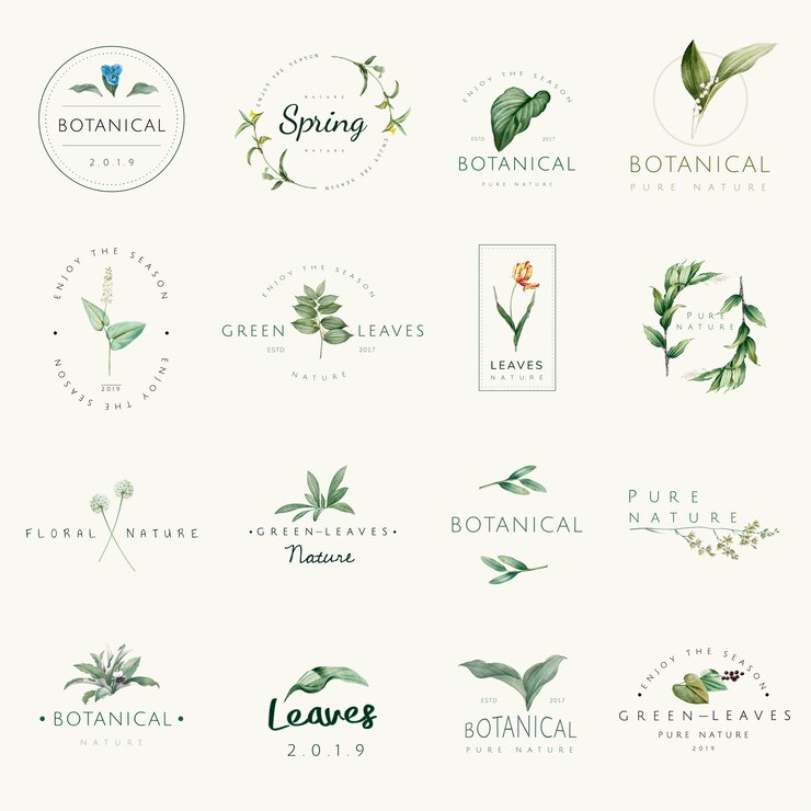Vecteur gratuit ensemble de vecteurs de logo nature et plante