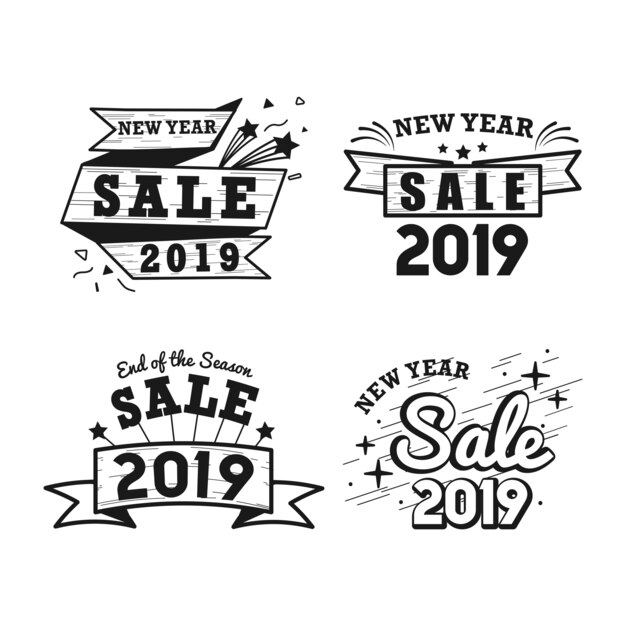 Ensemble de vecteurs de vente 2019 nouvel an badge