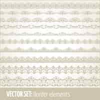 Vecteur gratuit ensemble vectoriel d'éléments de bordure et éléments de décoration de page. patrons d'éléments de décoration de bordure. illustrations de bordures ethniques.