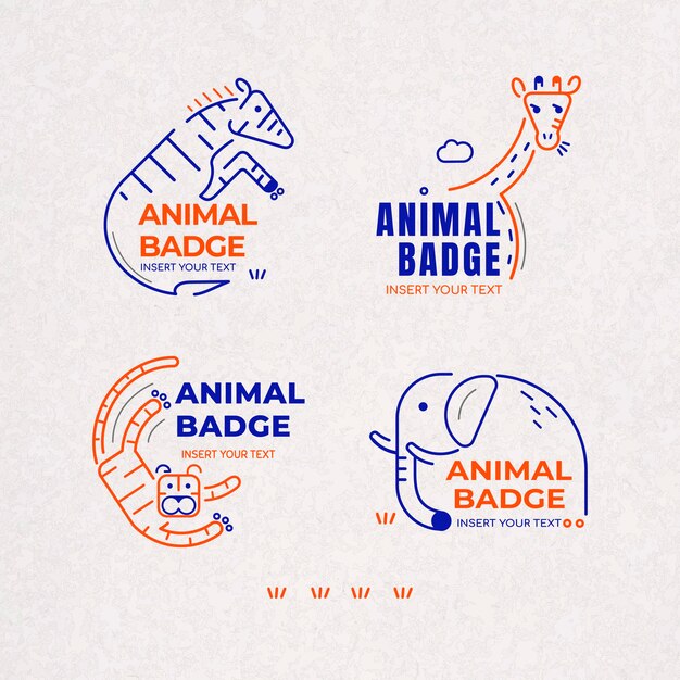 Ensemble vectoriel d'éléments de conception de badge animal