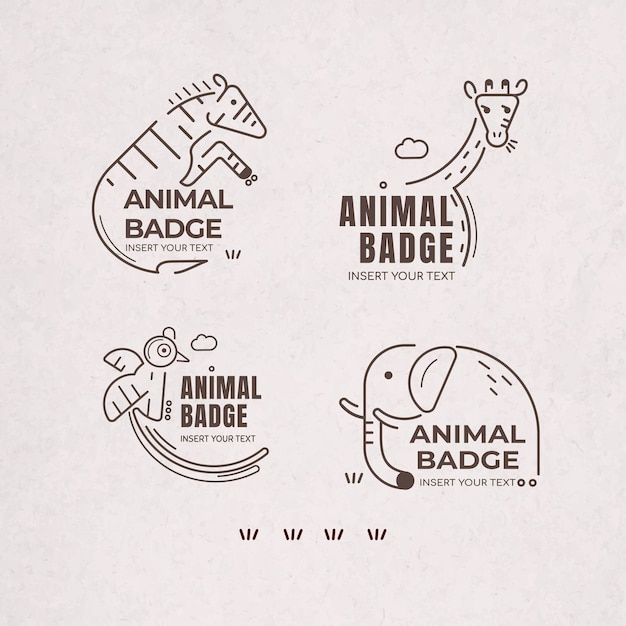 Ensemble vectoriel d'éléments de conception de badge animal