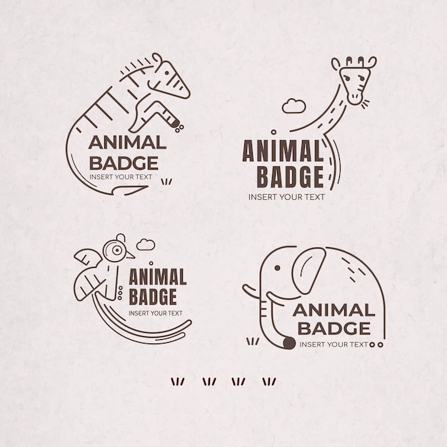 Vecteur gratuit ensemble vectoriel d'éléments de conception de badge animal