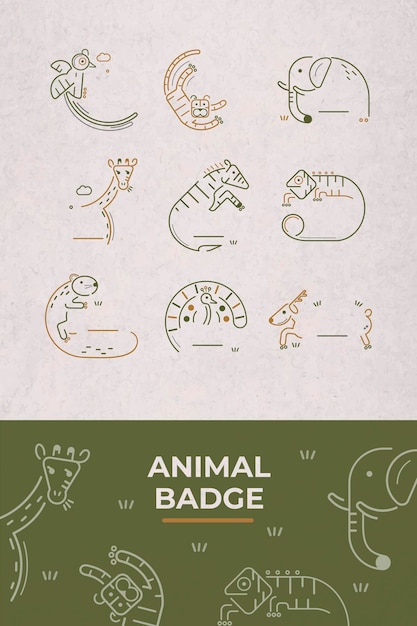 Vecteur gratuit ensemble vectoriel d'éléments de conception de badge animal