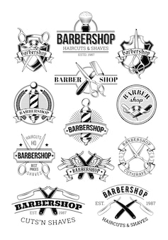 Ensemble vectoriel de logos de coiffeur, signalétique