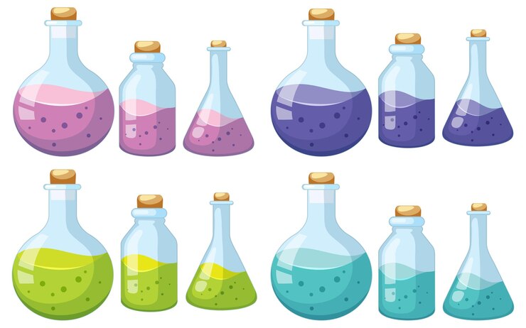 Vecteur gratuit ensemble de verrerie scientifique et béchers