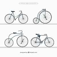 Vecteur gratuit ensemble vintage de bicyclettes rétro