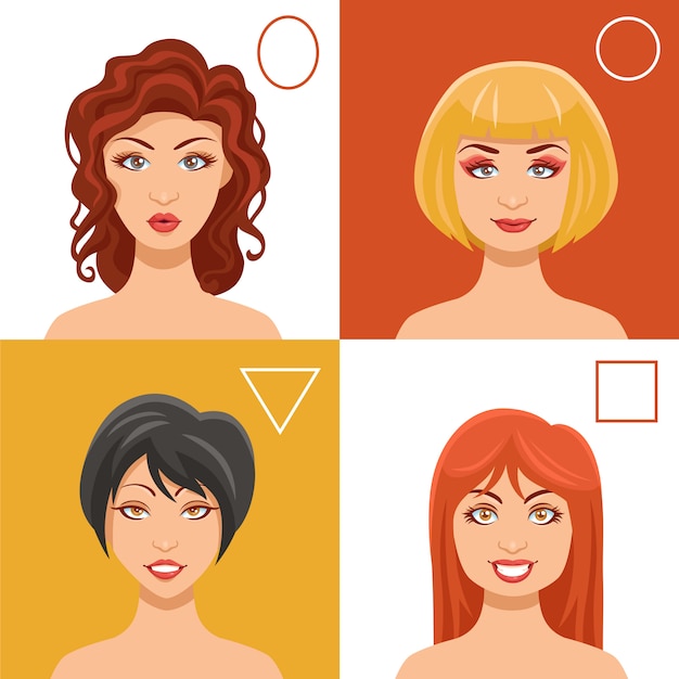 Vecteur gratuit ensemble de visages de femmes