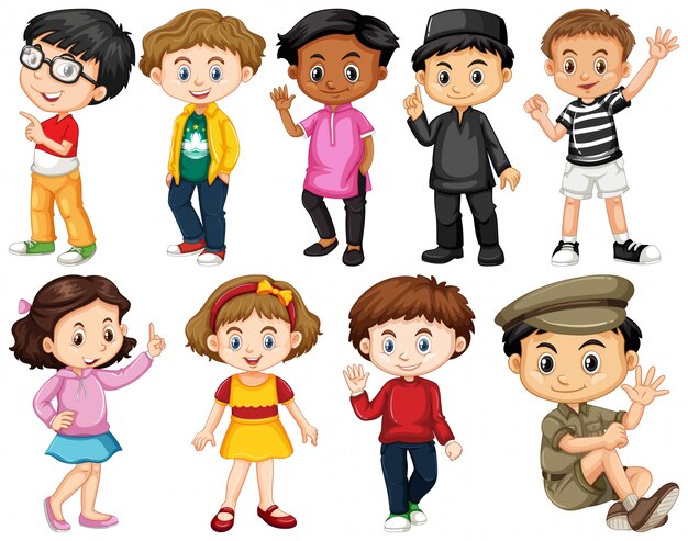 Ensemble de voeux enfants heureux