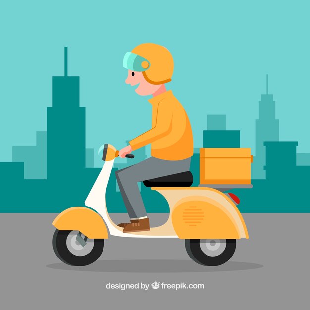 Entrepreneur avec scooter classique