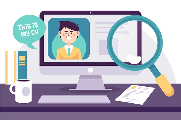Vecteur gratuit entretien d'embauche en ligne