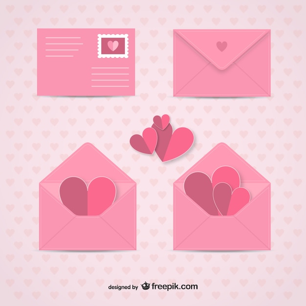Vecteur gratuit les enveloppes saint valentin