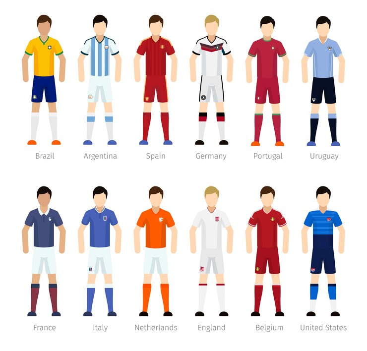Vecteur gratuit équipe de football ou joueurs de l'équipe de football sur fond blanc