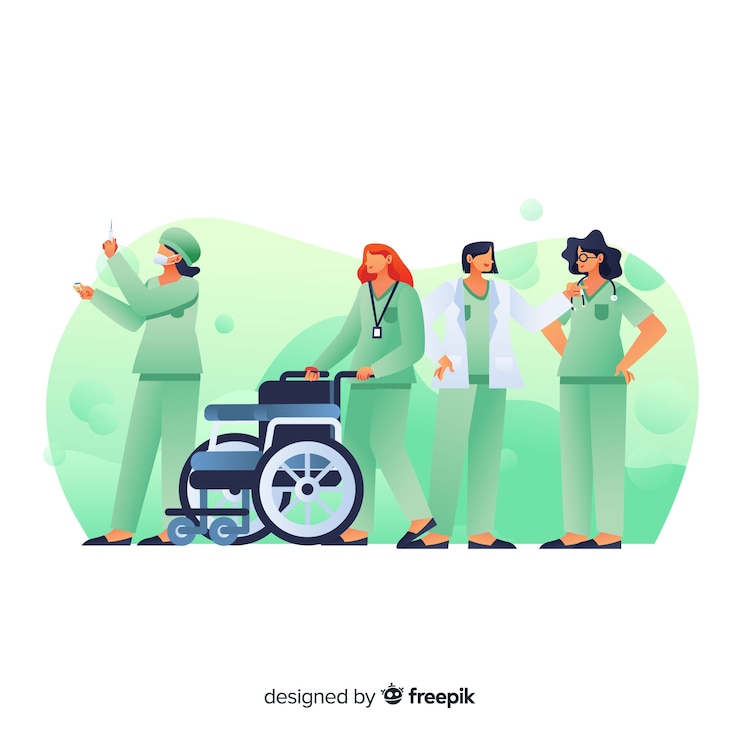 Vecteur gratuit équipe d'infirmières dessinées à la main