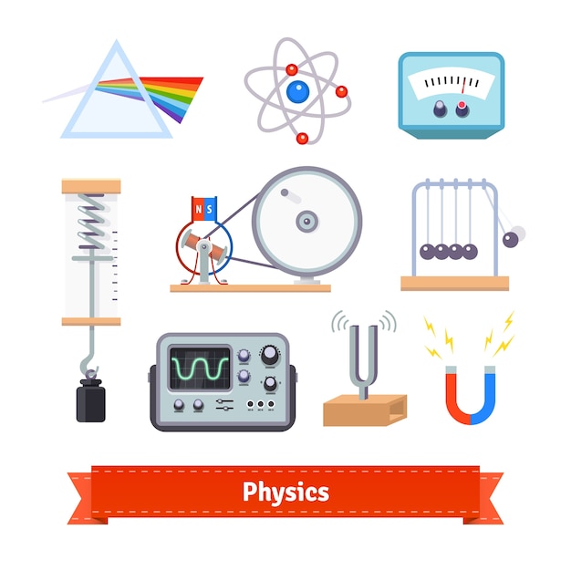 Vecteur gratuit Équipement de classe de physique