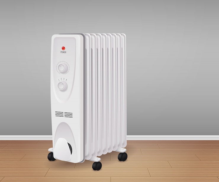 Vecteur gratuit équipement réaliste de contrôle du climat avec illustration de symboles de technologie de chauffage