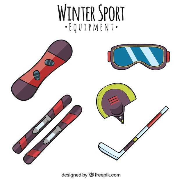 Vecteur gratuit Équipement de sport d'hiver