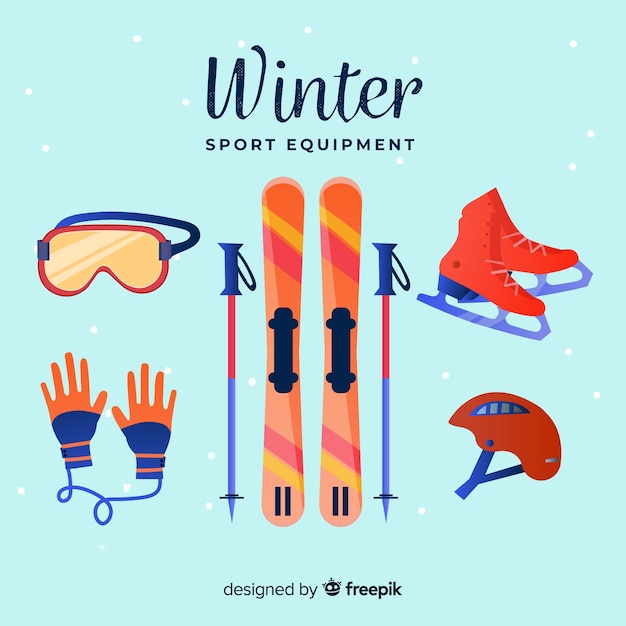 Vecteur gratuit Équipement de sport d'hiver