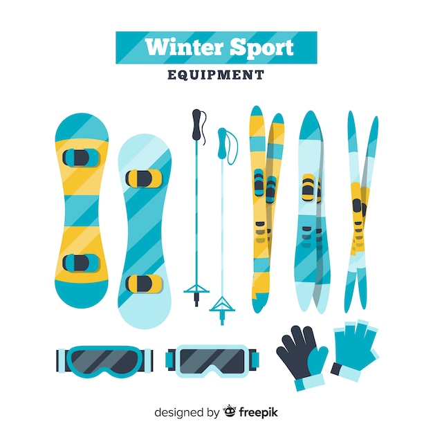 Vecteur gratuit Équipement de sport d'hiver