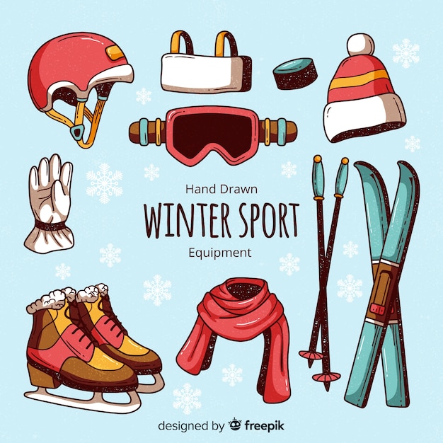 Vecteur gratuit Équipement de sport d'hiver