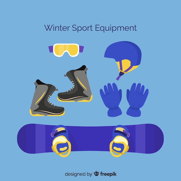 Vecteur gratuit Équipement de sport d'hiver