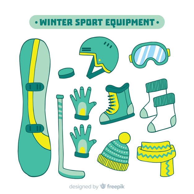 Vecteur gratuit Équipement de sport d'hiver