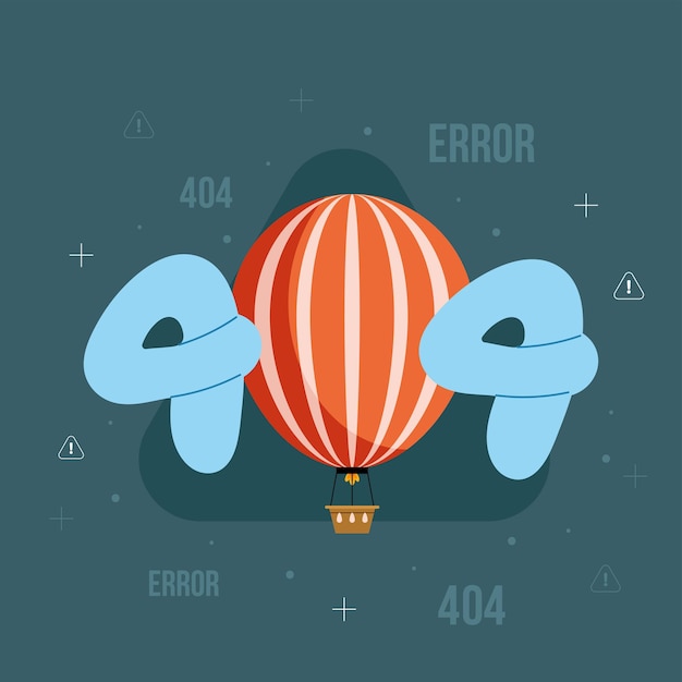 Vecteur gratuit erreur 404 avec ballon à air chaud