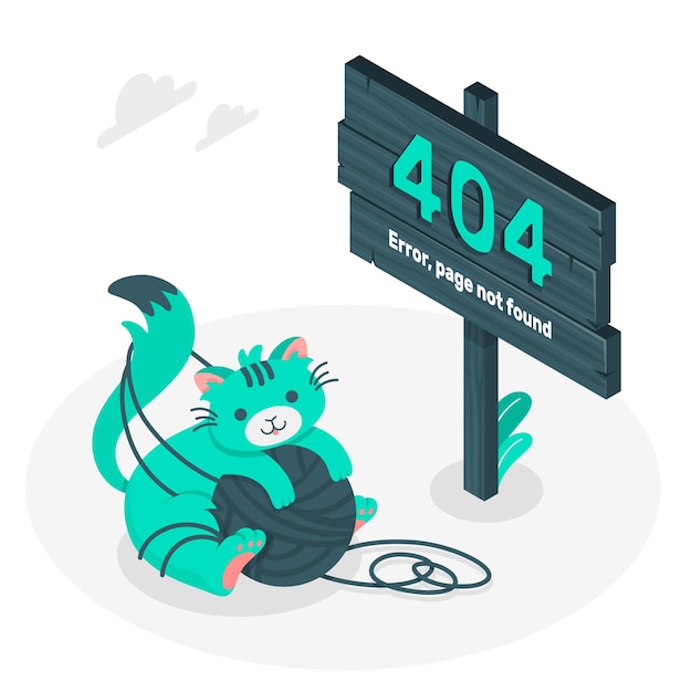 Vecteur gratuit erreur 404 avec une illustration de concept animal mignon