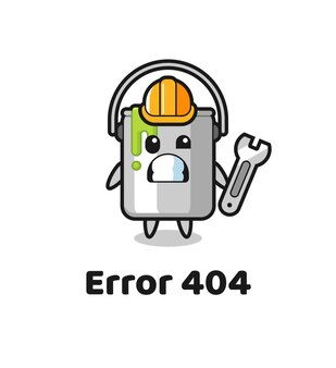 Erreur 404 avec la mascotte mignonne en étain de peinture