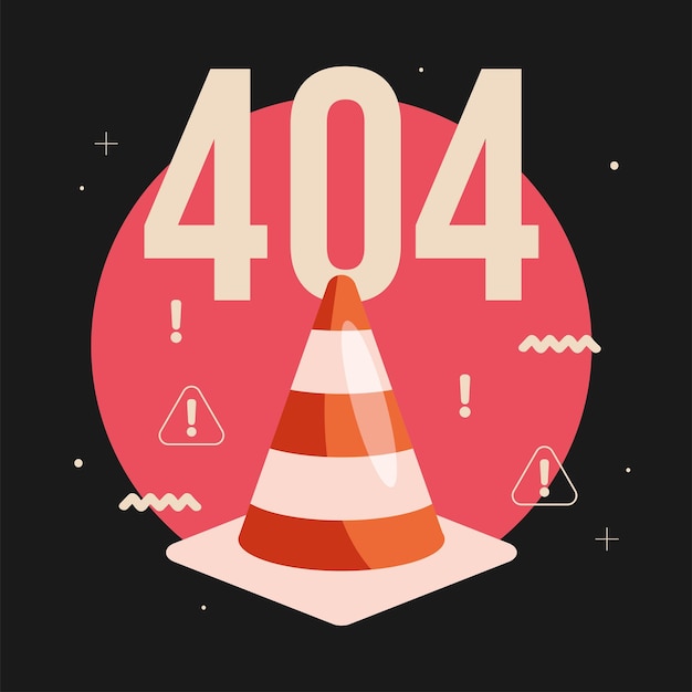 Vecteur gratuit erreur 404 avec signal de cône