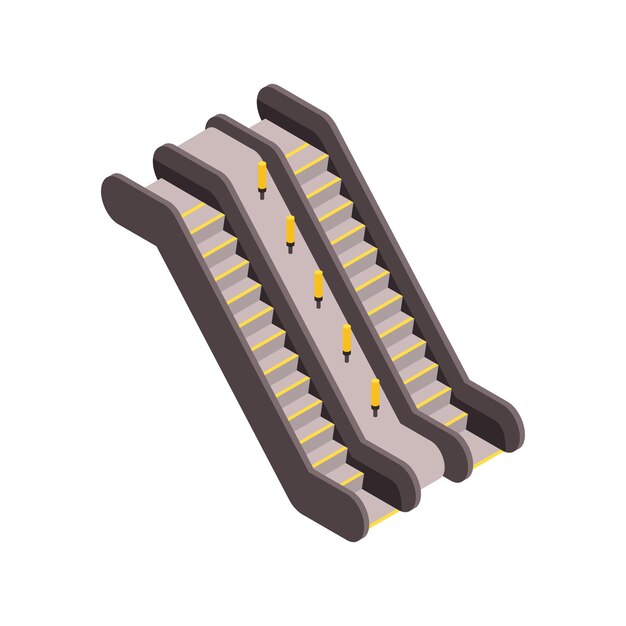 Escalator de métro vide isométrique sur fond blanc illustration vectorielle 3d