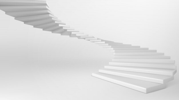 Escalier en colimaçon blanc avec marches en béton