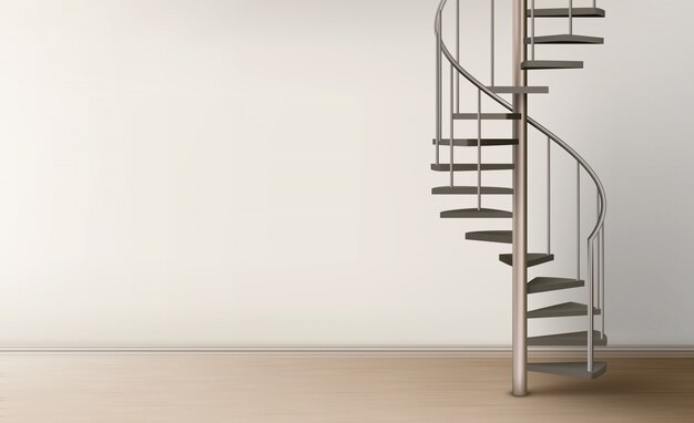 Escalier en colimaçon dans la décoration intérieure de la maison vide