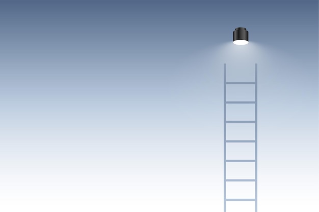 Vecteur gratuit escalier d'échelle avec fond de concept d'ampoule