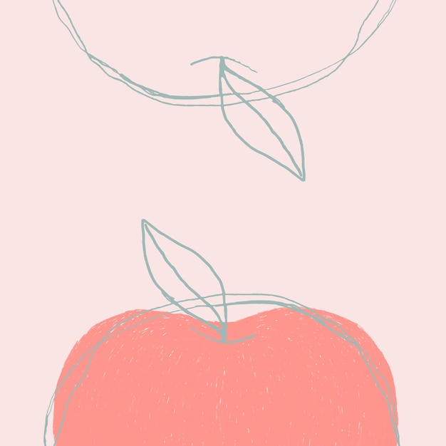 Vecteur gratuit espace de conception de vecteur de pomme rose fruit doodle