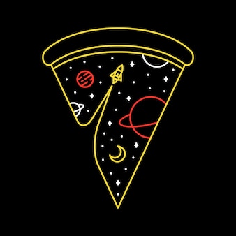 Espace pizza monoline illustration