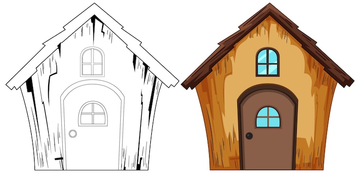 Vecteur gratuit de l'esquisse à l'illustration colorée pour la maison