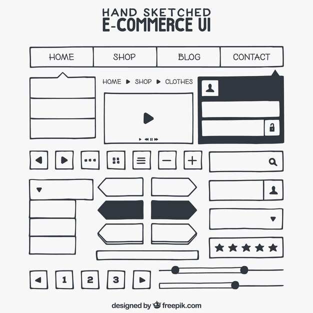 Esquisses éléments web de e-commerce