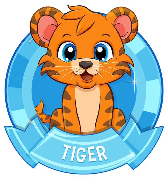Vecteur gratuit c'est un bébé tigre qui porte un badge.