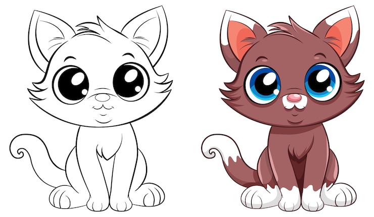 Vecteur gratuit c'est un chat mignon à colorier