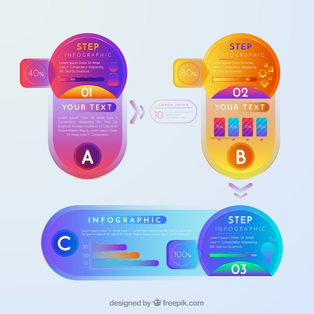 Étape colorée infographique