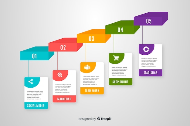 Vecteur gratuit Étapes d'affaires infographiques