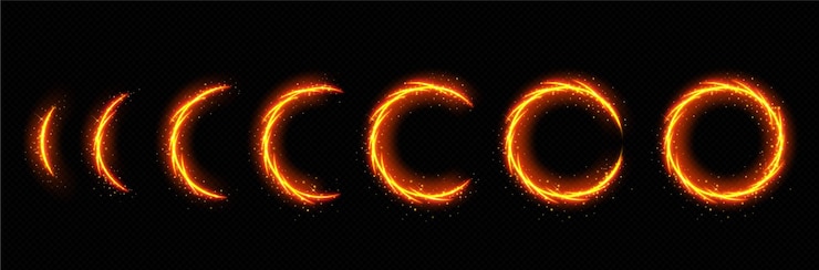 Vecteur gratuit étapes de chargement du portail du cercle de feu