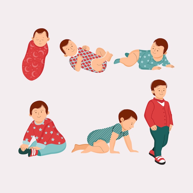 Vecteur gratuit étapes de conception à plat d'un petit garçon