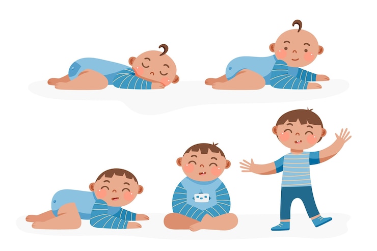 Vecteur gratuit étapes dessinées à la main d'une collection de bébé garçon