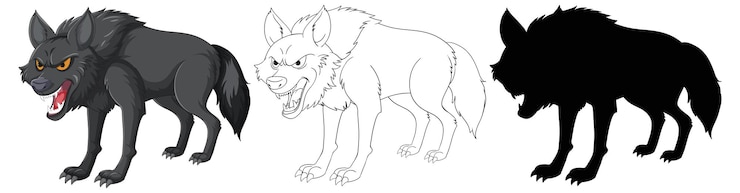 Vecteur gratuit étapes de l'illustration du loup en vecteur